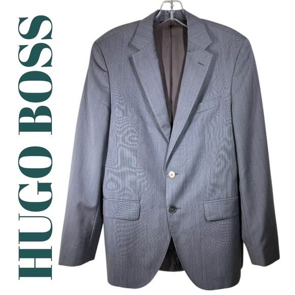 HUGO BOSS Men's Super 100 Wool Blend Blazer Jacket Gray Elevated Business 34R